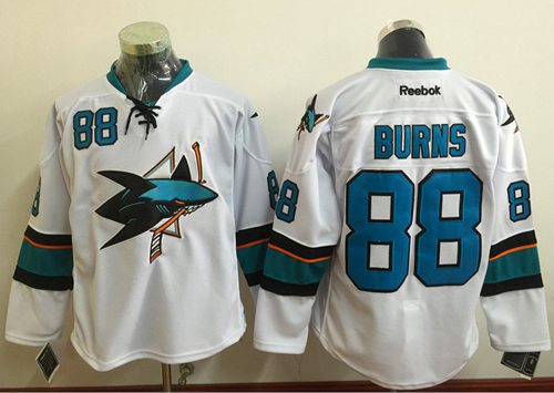 Sharks #88 Brent Burns White Stitched NHL Jersey - Click Image to Close
